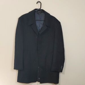 Prontomoda Cashmere Peacoat Men's Wool Blend Black Coat Size 42R
